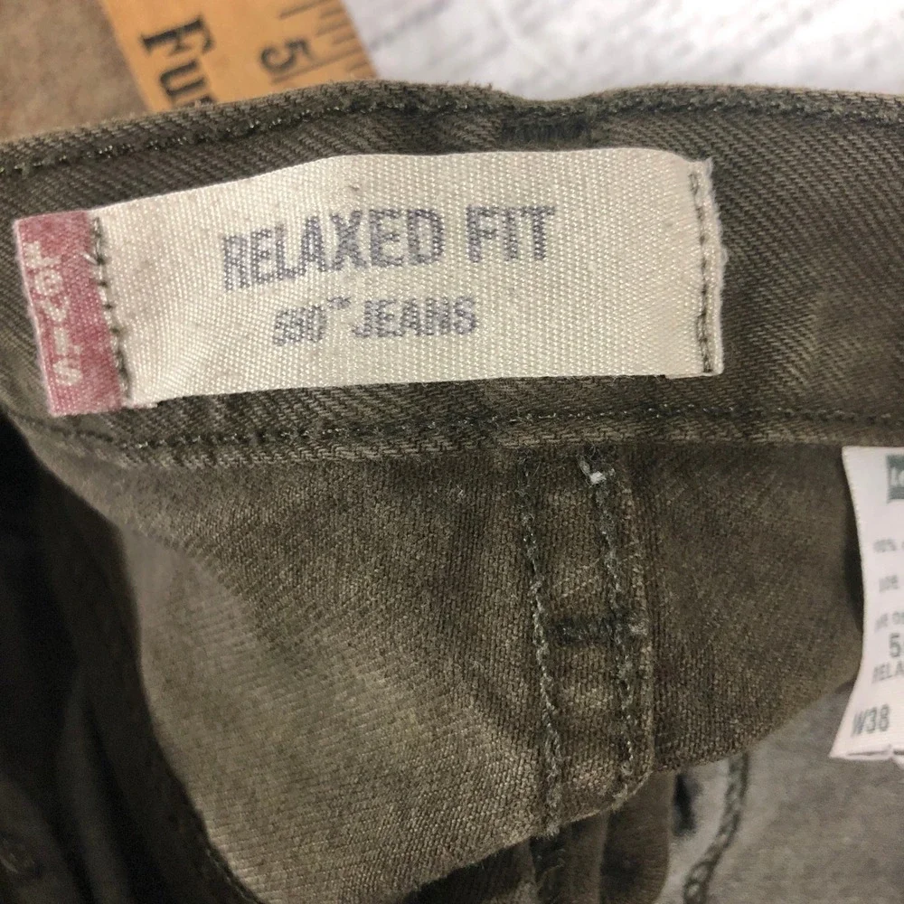 Levi's 550 Relaxed Fit Jeans Mens‎ W38 L30 Olive Green Denim Pants